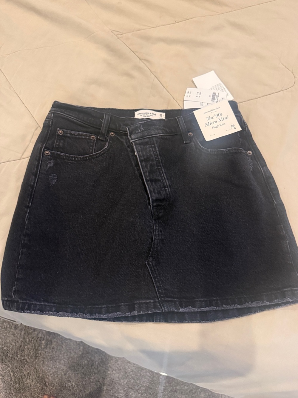 Abercrombie & Fitch Black Washed Denim Mini Skirt